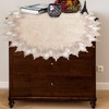 URROMA Round Doilies Linen 60x60cm Beige Tablecloth Lace Trim Coffee