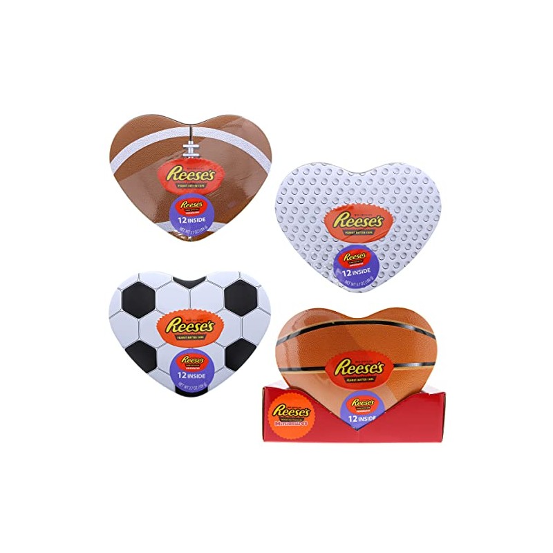 Reese's, Peanut Butter Cup, Heart Tins, Assorted Designs, 12 Count,