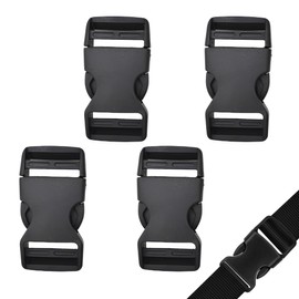 QEDBOJE Confezione da 4 Fibbie sgancio rapido, cinghie 25 mm di larghezza, faccia in plastica, per zaino, doppie regolabile, di ricambio, riparazione, collari per animali domestici e altro(Nero)