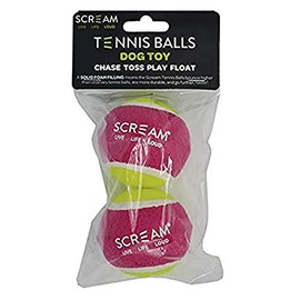 SCREAM 92-SDT04199 Solid Foam Tennis Ball 2Pk, Loud Green & Pink, 6.5cm