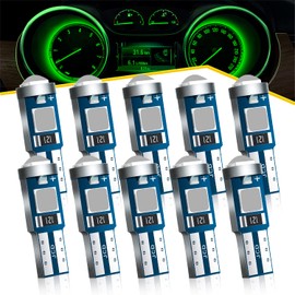 Antline T5 37 74 2721 PC74 PC37 LED Bulb Green, Super Bright Canbus Error Free 12 Volt Replacements for Interior Dashboard Indicator Instrument Panel Gauge Cluster Dome Map Lamp Lights (Pack of 10)