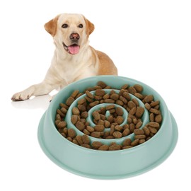 Relaxdays Anti Sling Bowl, Feeding Bowl for Dogs, Pet Bowl 400 ml, Slow Eating, Dog Bowl Dishwasher Safe, Blue, 4 x 21 x 21 cm