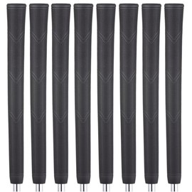 Majek Golf Club Grips- Super Jumbo Arthritic Extra Large Tour 360 Degree Black - NO LOGO - Round .600 Extra Large XL XXL Great for Tall Golfers with Big Hands - Premium Rubber Golf Grip - 8 Pack High Traction Grips