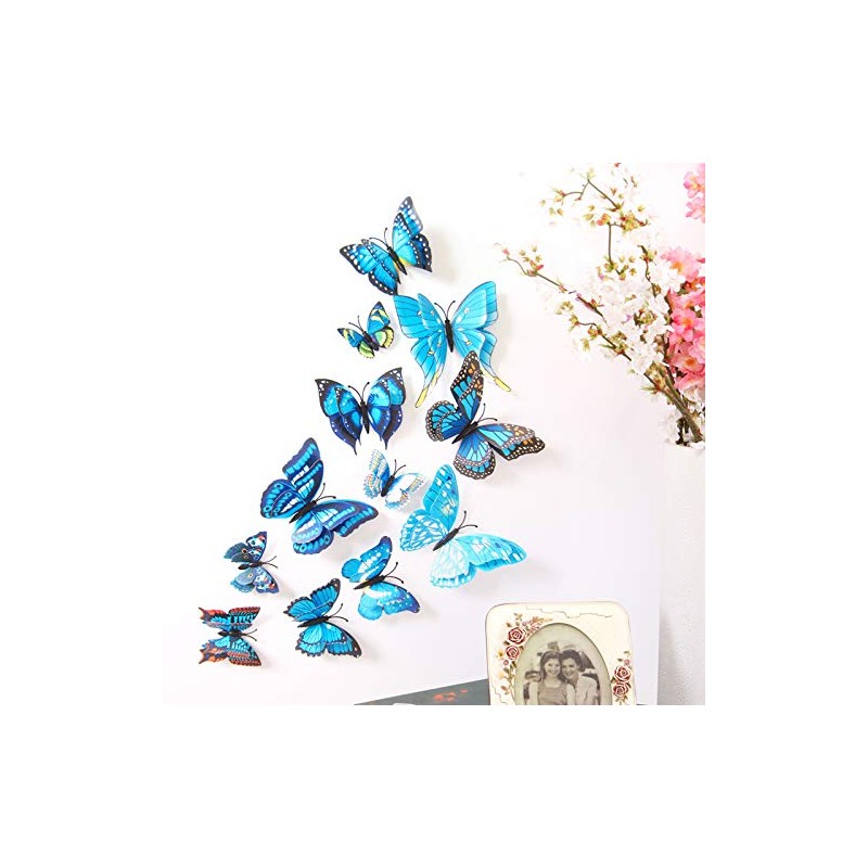 3D Butterfly Wall Sticker, Double Layer Butterfly, Refrigerator Sticker, Bedroom
