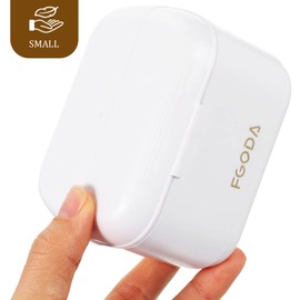 GLEAVI Denture Bath Case Leakproof Portable Retainer Case False Teeth Storage Box with Basket Mouthguard Soaking Case Cup Holder for Office Travel Household White