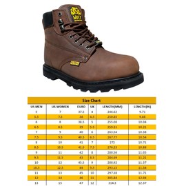 WOLF Work Boot | 100% Genuine Upper Leather | Oil, Heat, Chemical, Impact, Puncture, Abrasion Resistant | Electrical Hazards | Non-Slip Rubber Sole | Steel Toe | Padded Collar | Construction | Industrial PPE