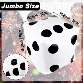CCINEE 20 Inch Jumbo Inflatable Dice,White and Black Giant Inflatable Dice for Indoor Outdoor Broad Game Ludo and Pool Party Decoration,1 Pcs