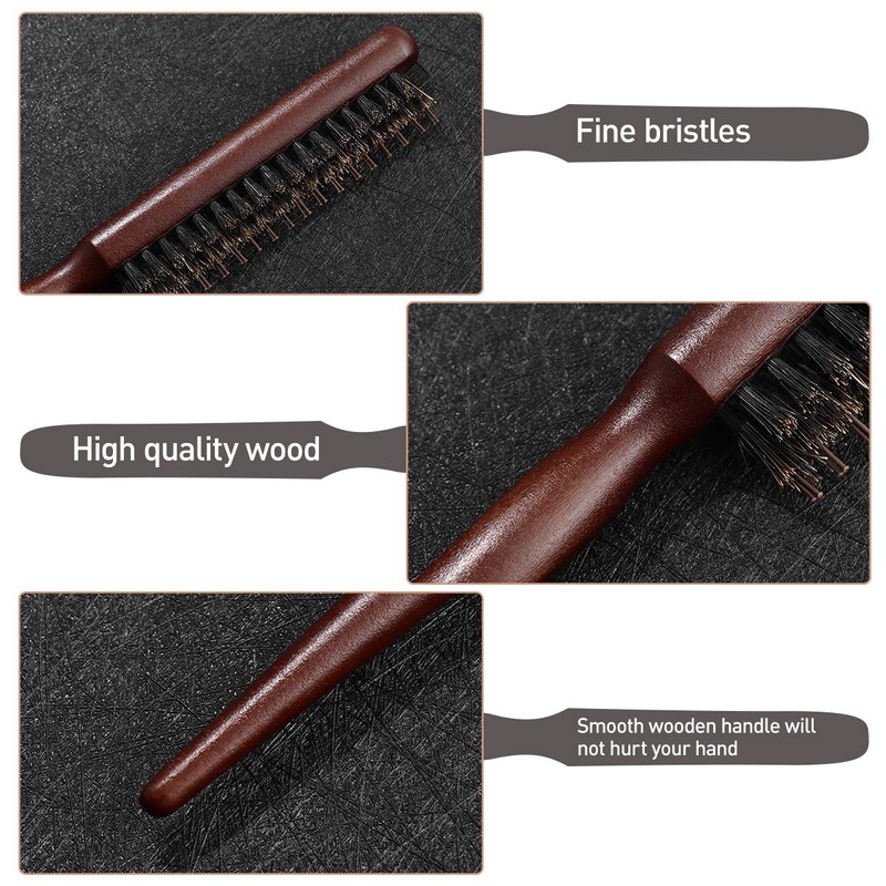 Frcolor Bristle Hair Brush Toupee Brush with Wooden Handle Teasing