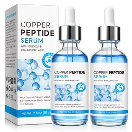 GHK-Cu Copper Peptides Serum for Face – Anti-Aging Collagen Booster with Hyaluronic Acid, Reduces Fine Lines & Wrinkles, Improves Skin Elasticity & Deep Hydration (2 Pack)