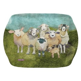 FARMYARD SHEEP - Emma Ball Colourful Medium Melamine Tray - Cream, Beige, Neutral - 35 cm