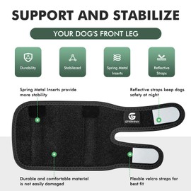 GFKRHPNY Pair of Dog Leg Braces for Front Hock Joint, Dog Front Leg Wrist Brace with Metal Spring Inserts, Dog Leg Sleeve with Reflective Straps, Prevents Injuries and Sprains, XL/2XL