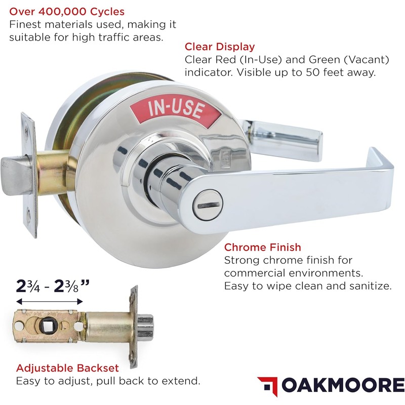 Commercial Door Handle Bathroom Door Lock in Chrome | Vacant
