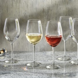 Libbey Entertaining Essentials All Purpose Wine Glasses, Classic White and Red Wine Glasses Set of 6, Stemmed Wine Glasses for Any Wine Variety