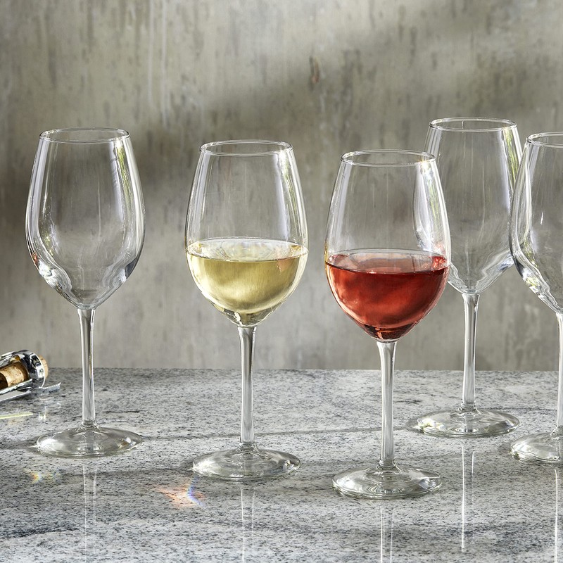 Libbey Entertaining Essentials All Purpose Wine Glasses, Classic White and