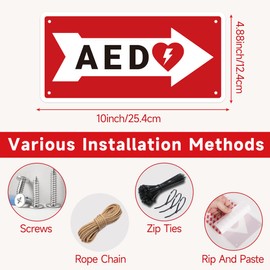 AED - Pegatina de señal, resistente al agua, desfibrilador externo automatizado, resistente al agua, accesorios de emergencia para gabinete de pared, hogar y caja