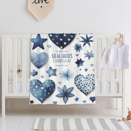 E-RIDES 76x100CM Small Flannel Blanket, Blue Heart Blanket for Babies, Kids, Cat, Dog, Travel - Lightweight Blanket for Couch, Bed, Car, and Stroller, Idea Birthday Gift