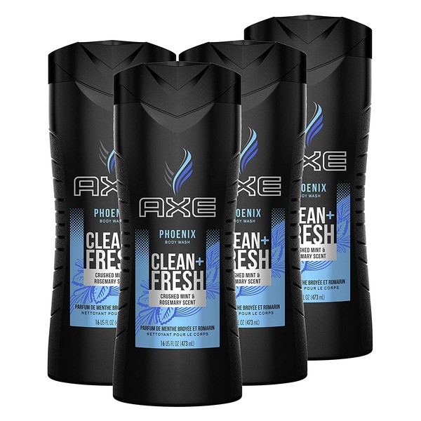 AXE Men's Body Wash for a Clean and Cool Feel Phoenix Bodywash Soap 16 oz, Pack of 4