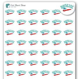 Dentist Appointment Planner Sticker / 54 Fun Vinyl Stickers (1/2”) / Teeth Clean Braces/Health Wellness Essential Productivity Life/Bujo Bullet Journaling/Todo Reminder (Matte Vinyl, 1 Sheet)