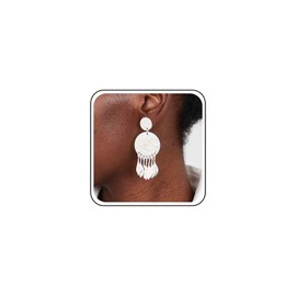 Andelaisi Punk Disc Coin Earrings Metal Disc Drop Earrings Hammered Round Disc Dangle Earrings Disc Statement Chandelier Earrings for Women(Silver)