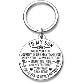 To My Son Keychain Gift from Dad Mom Inspirational Son Birthday Christmas Gifts Keychain for Men