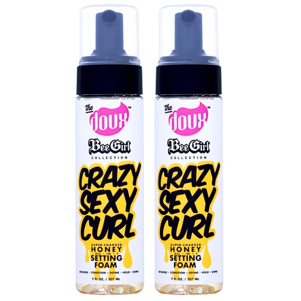 The Doux CrazySexyCurl Honey Setting Foam, Mousse Hair Foam, With Natural Honey to Style, Condition, and Define, Suitable for All Hair Types - 7oz, 2 Pack