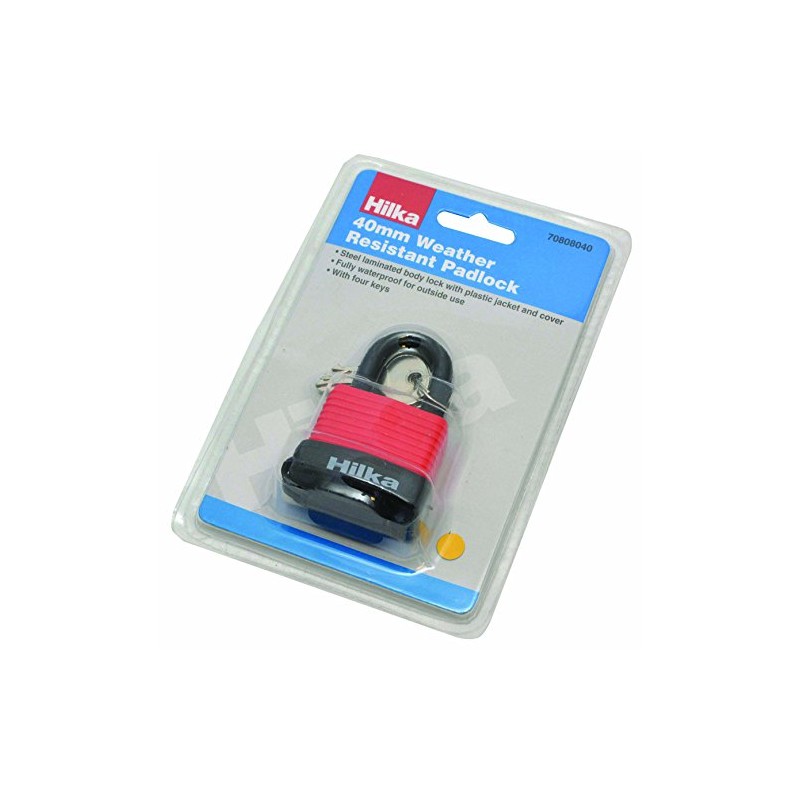 Hilka 70808040 40 mm Weather Resistant Padlock, Silver