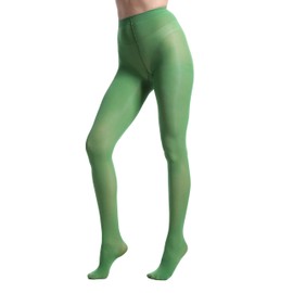 Zioccie 80 Denier Microfibre Tights for Women Soft Semi Opaque Solid Color High Waist Footed Pantyhose (Clover Green, One Size)