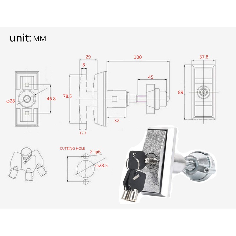 KIKEEP Universal Replacement T-Handle Vending Machine Lock with Keys (Short)