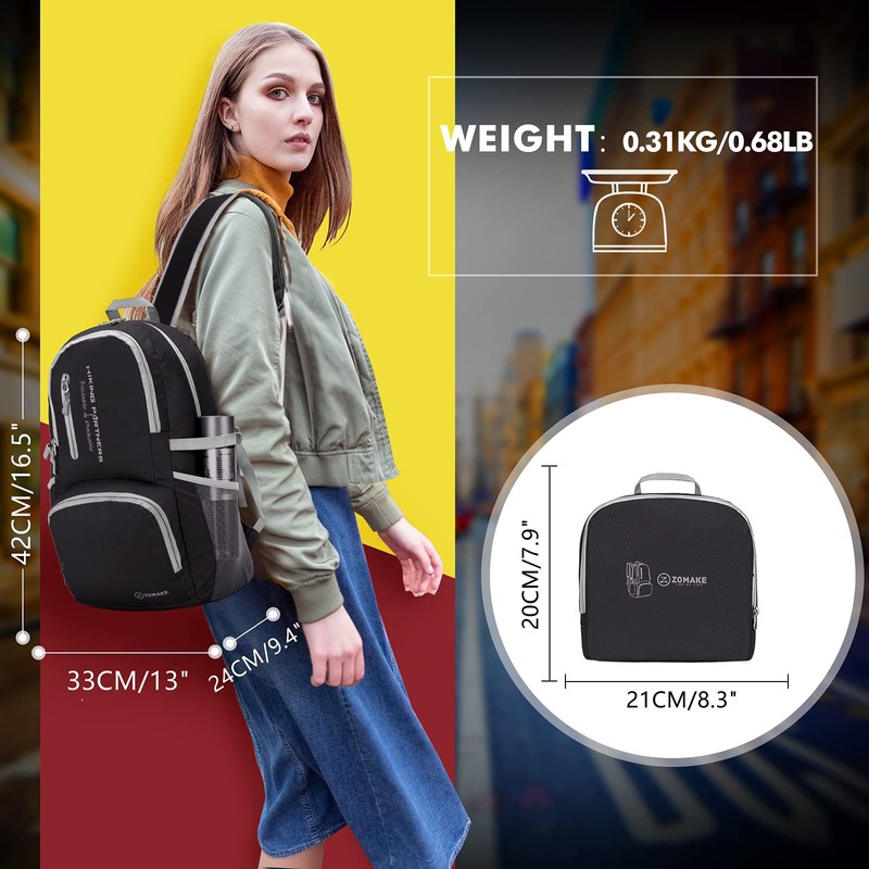 ZOMAKE Lightweight Foldable Backpack - 35L Packable Foldable Rucksack Packable