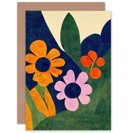 Artery8 Matisse Style Flowers for Wife Her Mum Sister Daughter Mom Gran Nan Birthday Thank You Congratulations Blank Art Greeting Card