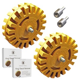 4-Inch Car Sticker Remover Kit - 2 Pack, Soft Rubber Decal Eraser Wheel Tool for Cars - Safe Adhesive Remover for Glass and Metal - Emblem and Vinyl Lettering Removal with Drill Adapter