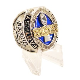 guancrown 2022 Fantasy Football Championship Ring Trophy - Gold And Silver Plated | FFL Champion Ring (size 13, included stand)