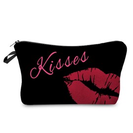 Livel lhood Kisses Makeup Bag Cute Small Organizer Zipper Pouch Red Lips Cosmetic Bag Birthday Present for Women Friends, hzz18088, Small