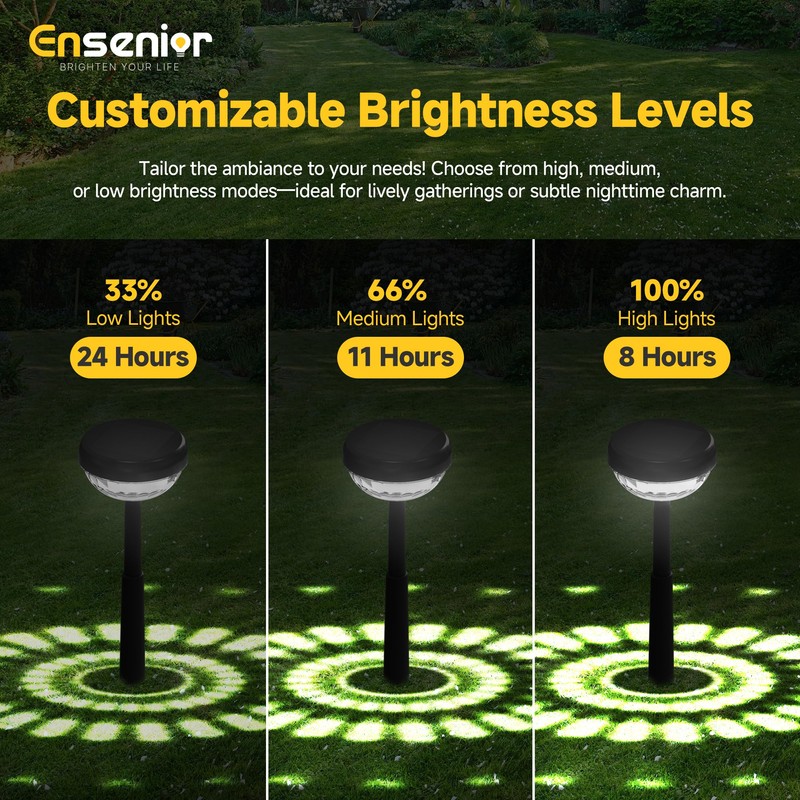 Ensenior 8-Pack Solar Lights Outdoor, Auto ON/Off 6500K LED Solar