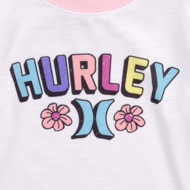 Hurley Girls' Pajama Set, Soft Pink/White, 4