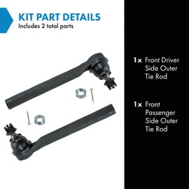 TRQ Front Outer Tie Rod Set Compatible with 2005-2010 Honda Odyssey