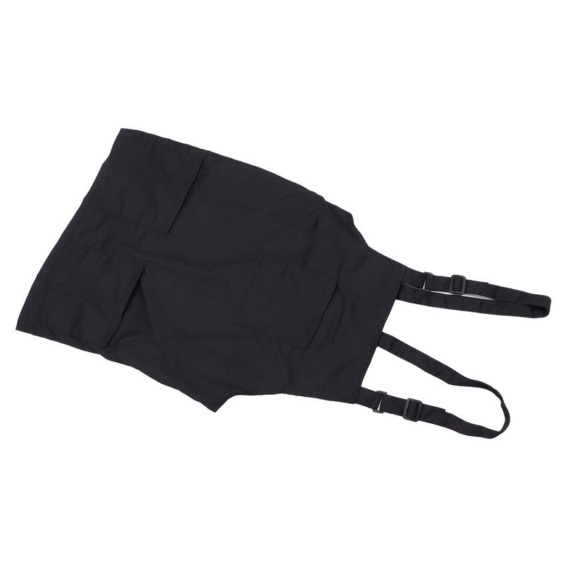Kitchen Apron Black Apron Polyester Pockets Adjustable Strap Unisex Apron