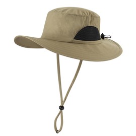 Decentron Boys Sun Hat UPF 50+ Protection Bucket Hats for Kids Wide Brim Fishing Safari Cap Quick Dry Outdoor Beach Hat Khaki
