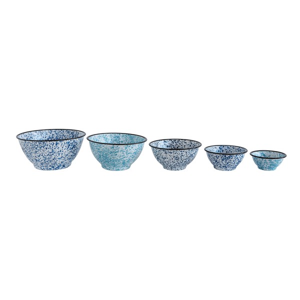 Creative Co-Op Enameled Splatterware Bowls, Set of 5 Size, Blue