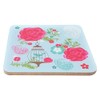 com-four® 16 x Wooden Drinks Coasters, Glass Coasters with Rose