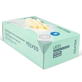 Pack of 100 Disposable Latex Examination Gloves in Dispenser Box Sizes S, M, L, XL