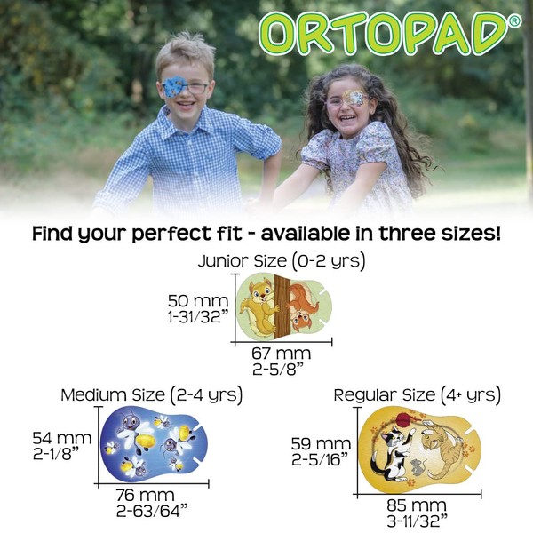 Ortopad® Bamboo Fun Pack Eye Patches, 50/Box (Junior Size, 0-2 yrs) Hedgehog Pack