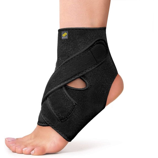 Bracoo Ankle Support, Compression Brace for Arthritis, Pain Relief, Sprains, Sports Injuries and Recovery, Breathable Neoprene Sleeve, FS10 (Black, L/XL)