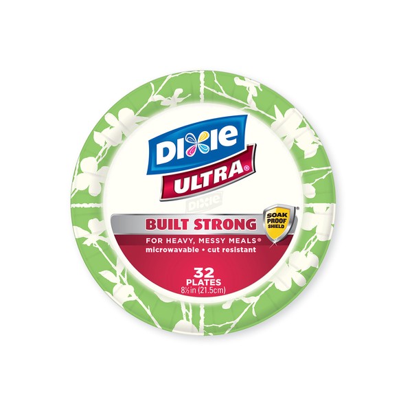 Dixie Ultra Disposable Plates, 8 1/2 Inch, 32 Count, Design/Color May Vary (Pack of 4)