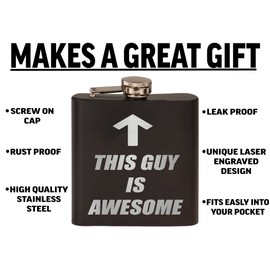 Rogue River Tactical Funny This Guy Is Awesome Stainless Steel Hip Flask Premium Matte Black Makes a Great Gift For Him Dad Father Gag Joke Gift