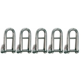MarineNow 316 Stainless Steel Captive Key Pin Halyard D-Shackle with Bar Choose Size and Quantity (06 mm (1/4"), 05-Pack)