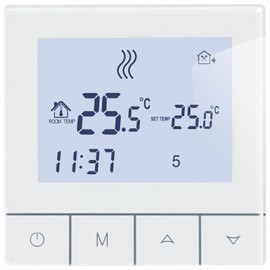 Beok Underfloor Heating Thermostat for Electric Underfloor Heating Thermostat Heating Digital Programmable Room Thermostat Underfloor Heating Control with Sensor 16A TDS75-EP White