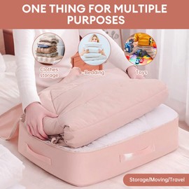 Ultra Space Saving Compression Storage Bags, Space Saving Bags, Large Capacity Organizer for Comforters, Blankets, and Clothes, Vacuum Seal Bags(Pink)