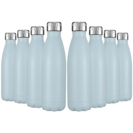 HASLE OUTFITTERS 17oz Stainless Steel Water Bottles Bulk, Vacuum Insulated Water Bottles Double Walled Reusable Metal Sports Water Bottles Keep Drinks Hot and Cold, Light Blue, 8Packs