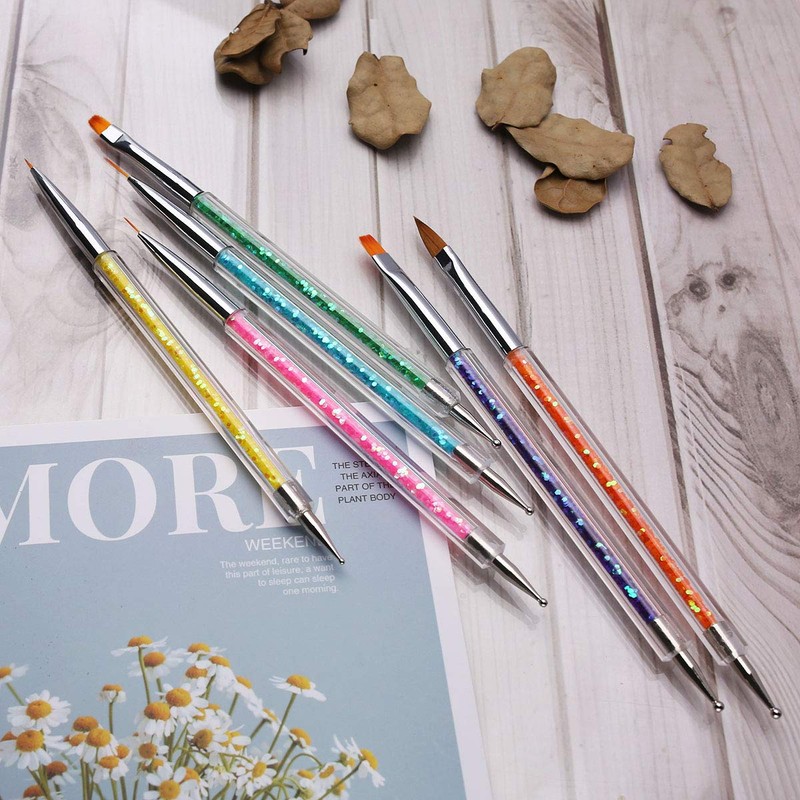 iminoo 6PCS Nail Art Brushes,Double Ended Nail Liner Brush Dotting
